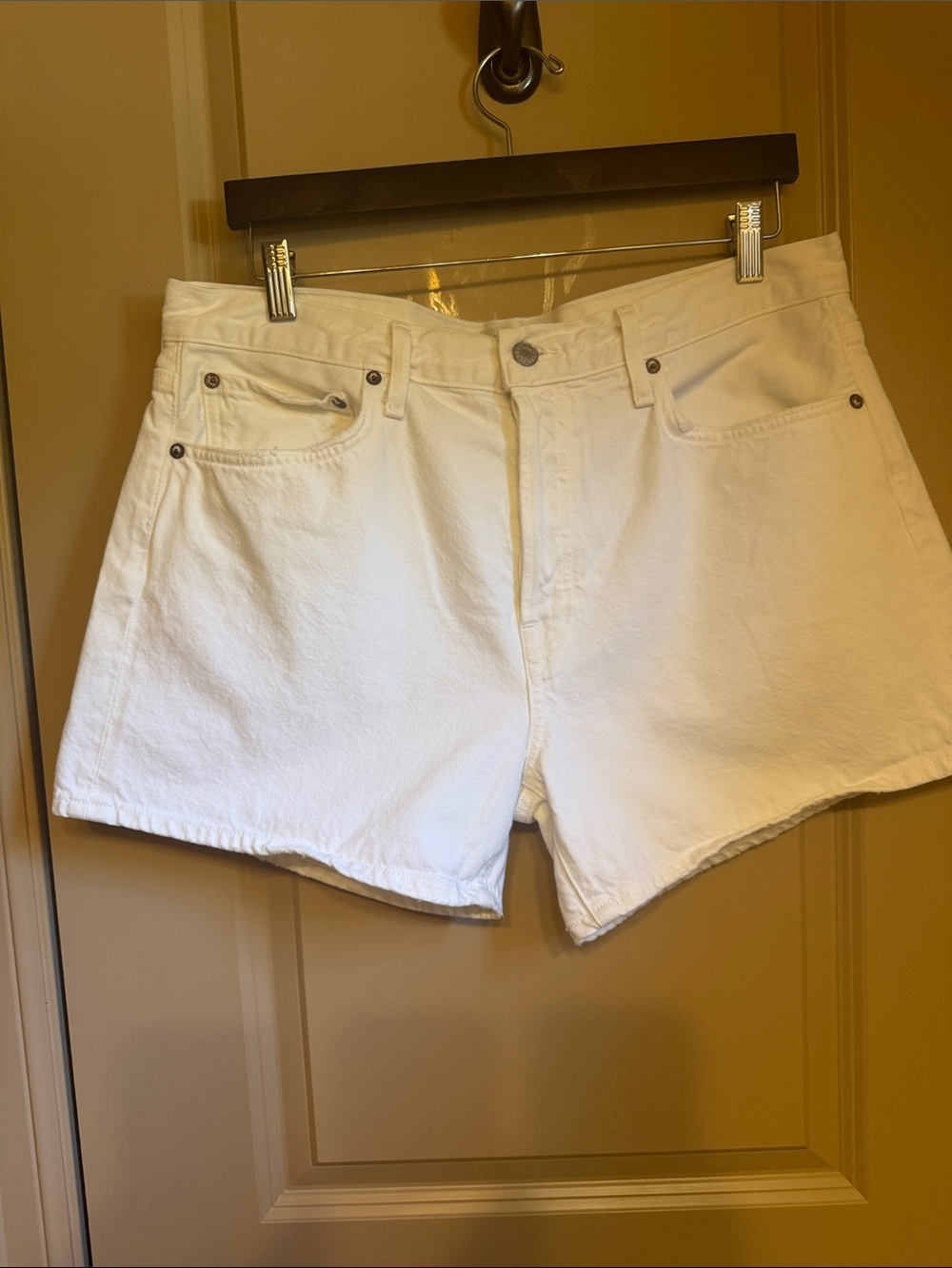 Agolde White High-Rise Denim Shorts